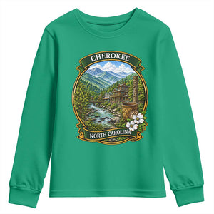 Vintage Great Smoky Mountains Youth Sweatshirt Cherokee North Carolina Landscape