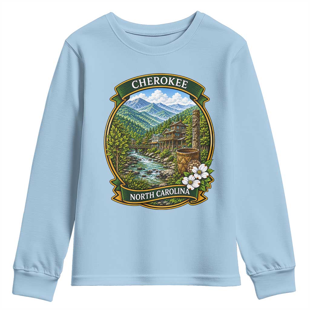 Vintage Great Smoky Mountains Youth Sweatshirt Cherokee North Carolina Landscape