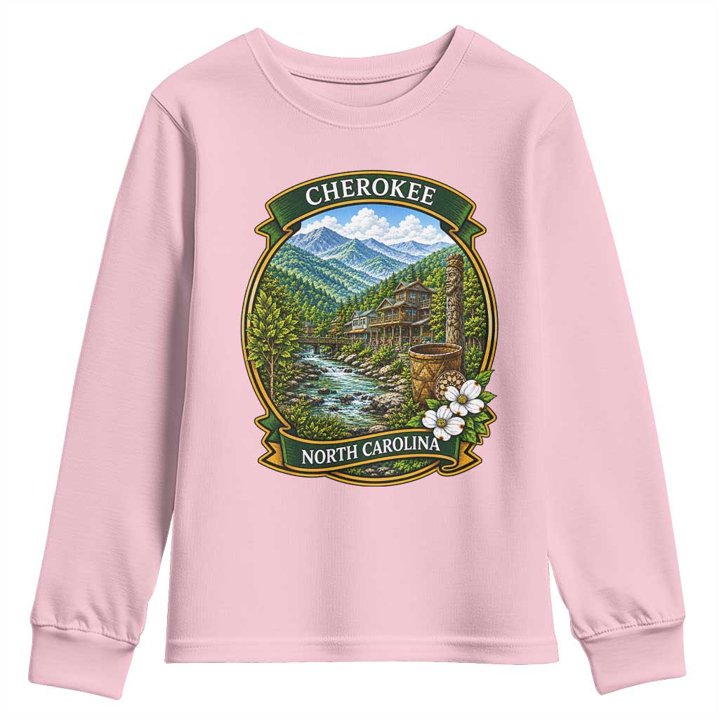 Vintage Great Smoky Mountains Youth Sweatshirt Cherokee North Carolina Landscape