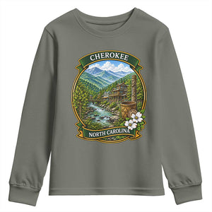 Vintage Great Smoky Mountains Youth Sweatshirt Cherokee North Carolina Landscape