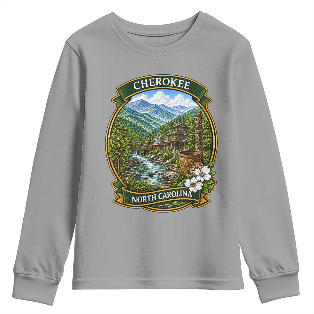 Vintage Great Smoky Mountains Youth Sweatshirt Cherokee North Carolina Landscape