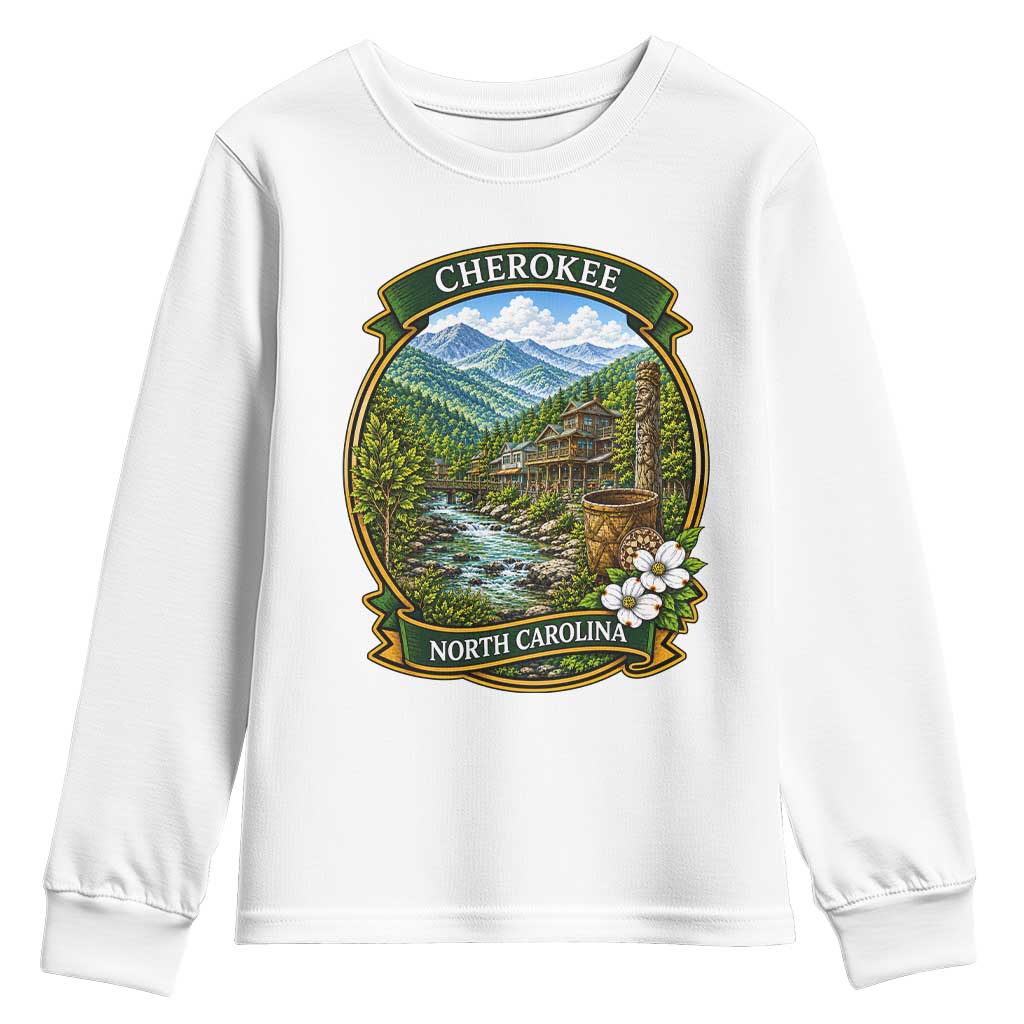 Vintage Great Smoky Mountains Youth Sweatshirt Cherokee North Carolina Landscape