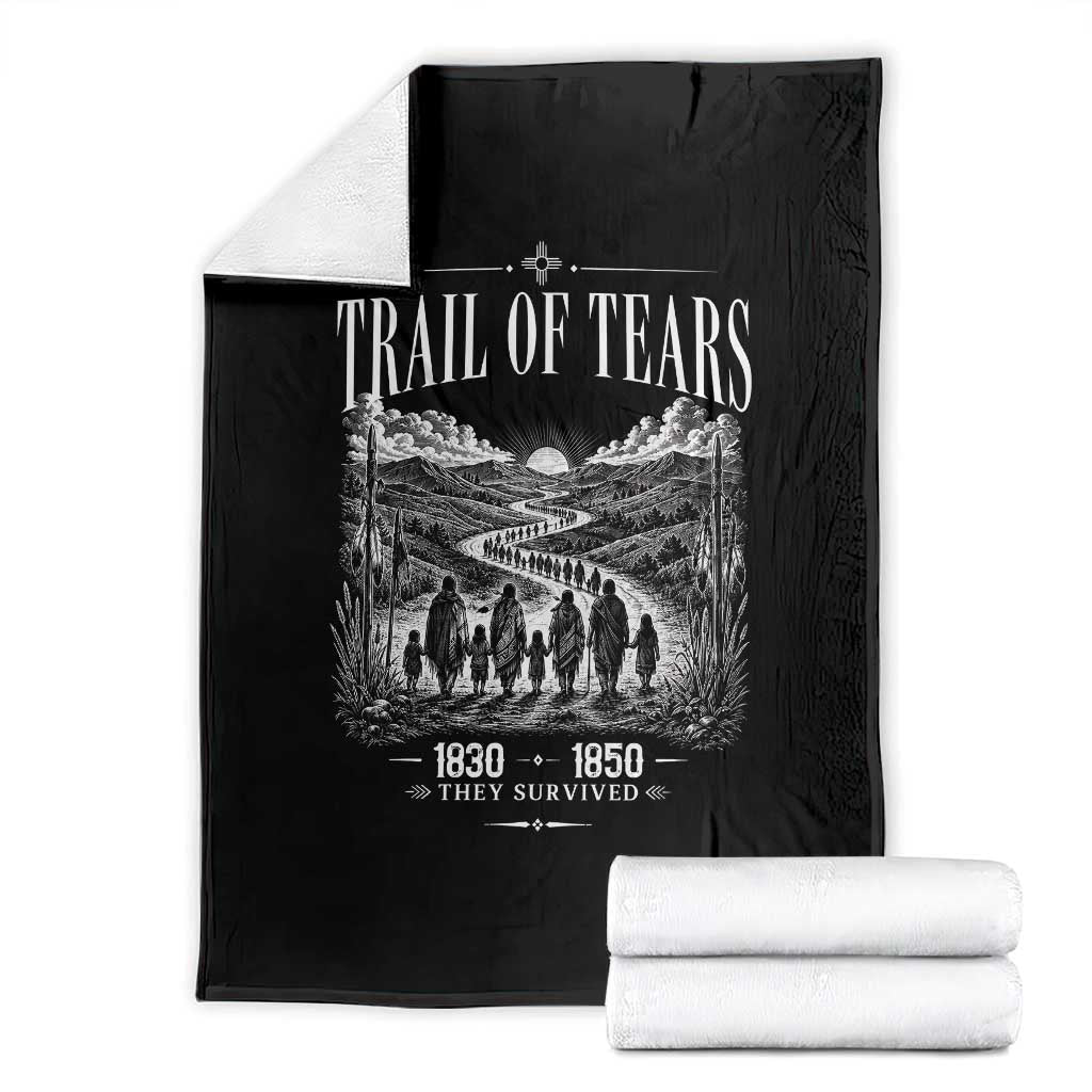 Cherokee History Native American Vintage Gift Throw Blanket They Survived Trail Of Tears
