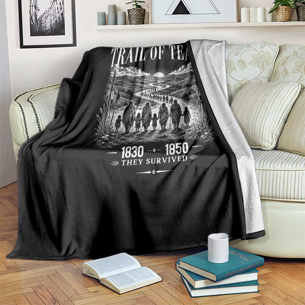 Cherokee History Native American Vintage Gift Throw Blanket They Survived Trail Of Tears