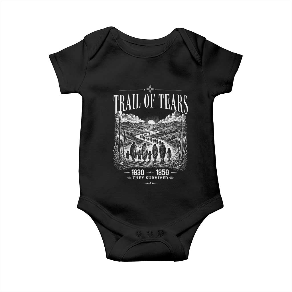 Cherokee History Native American Vintage Gift Baby Onesie They Survived Trail Of Tears