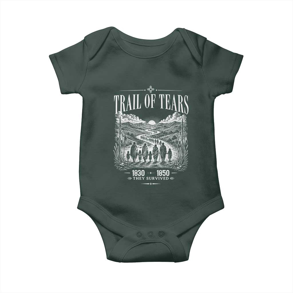 Cherokee History Native American Vintage Gift Baby Onesie They Survived Trail Of Tears