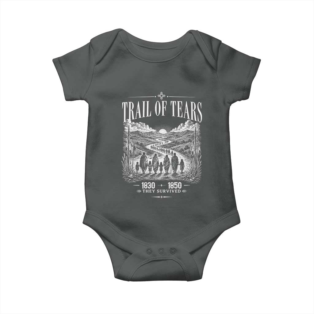 Cherokee History Native American Vintage Gift Baby Onesie They Survived Trail Of Tears