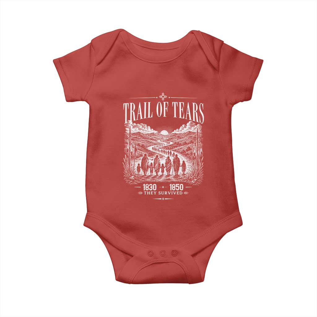 Cherokee History Native American Vintage Gift Baby Onesie They Survived Trail Of Tears