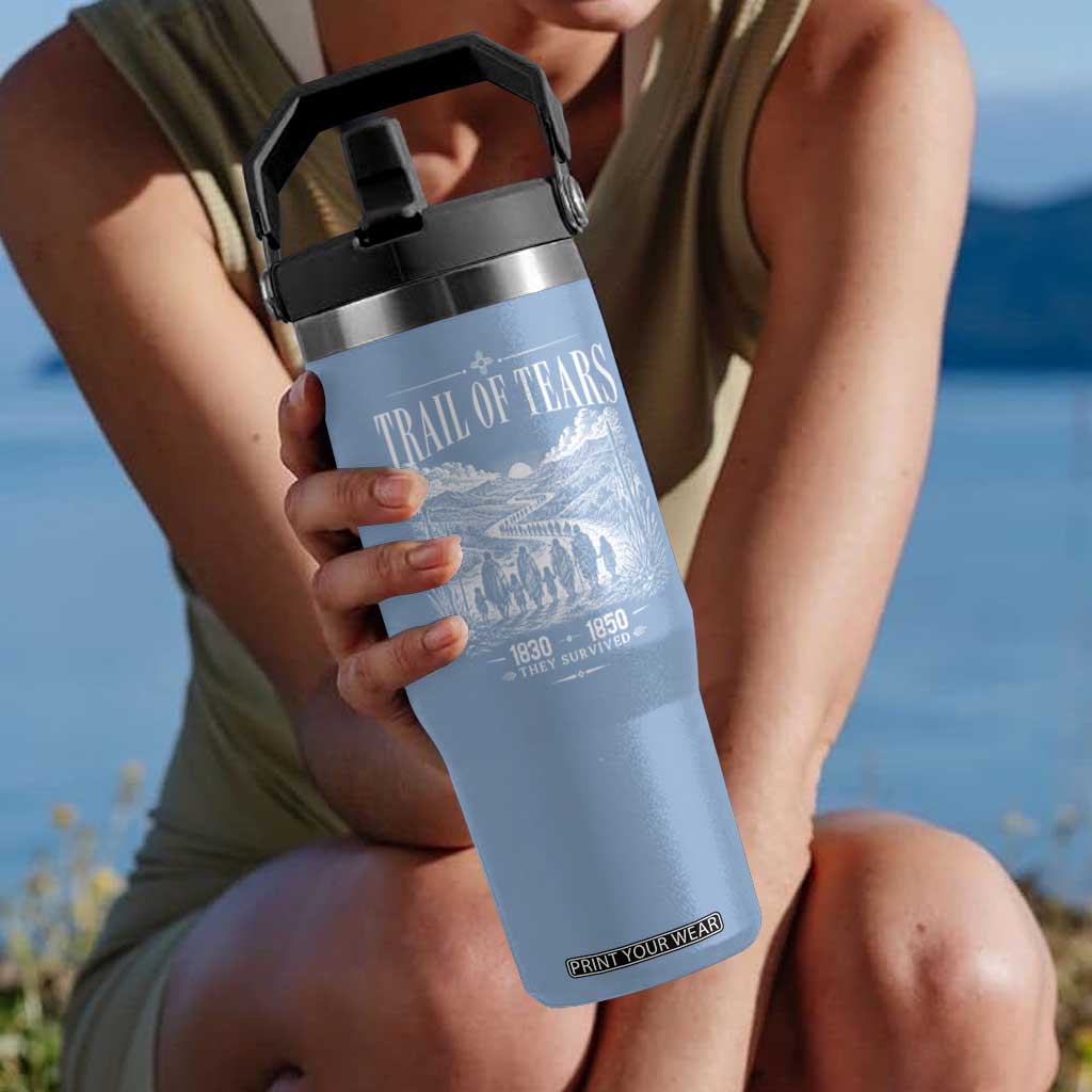 Cherokee History Native American Vintage Gift Flip Straw Tumbler They Survived Trail Of Tears