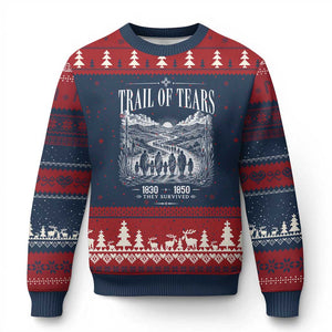 Cherokee History Native American Vintage Gift Ugly Christmas Sweater They Survived Trail Of Tears