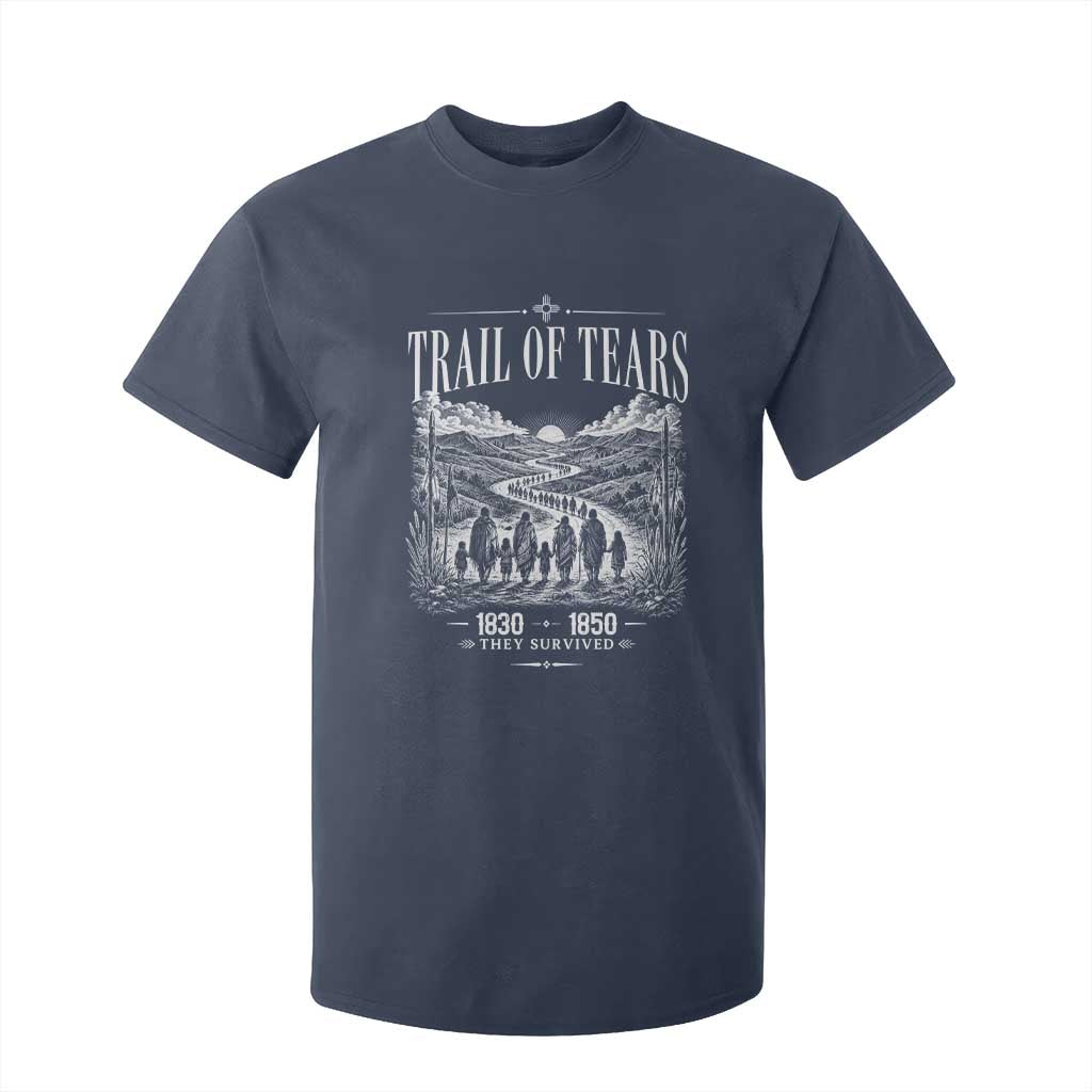 Cherokee History Native American Vintage Gift T Shirt For Kid They Survived Trail Of Tears