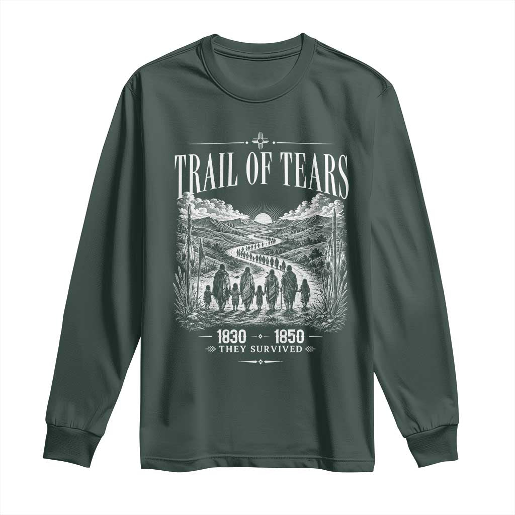 Cherokee History Native American Vintage Gift Long Sleeve Shirt They Survived Trail Of Tears