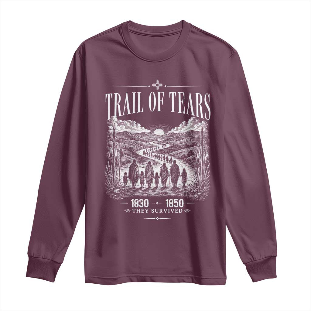 Cherokee History Native American Vintage Gift Long Sleeve Shirt They Survived Trail Of Tears