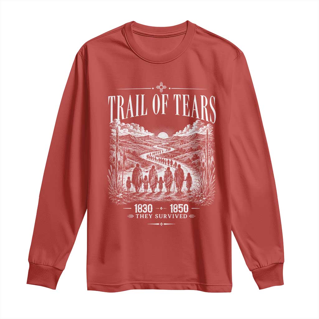 Cherokee History Native American Vintage Gift Long Sleeve Shirt They Survived Trail Of Tears