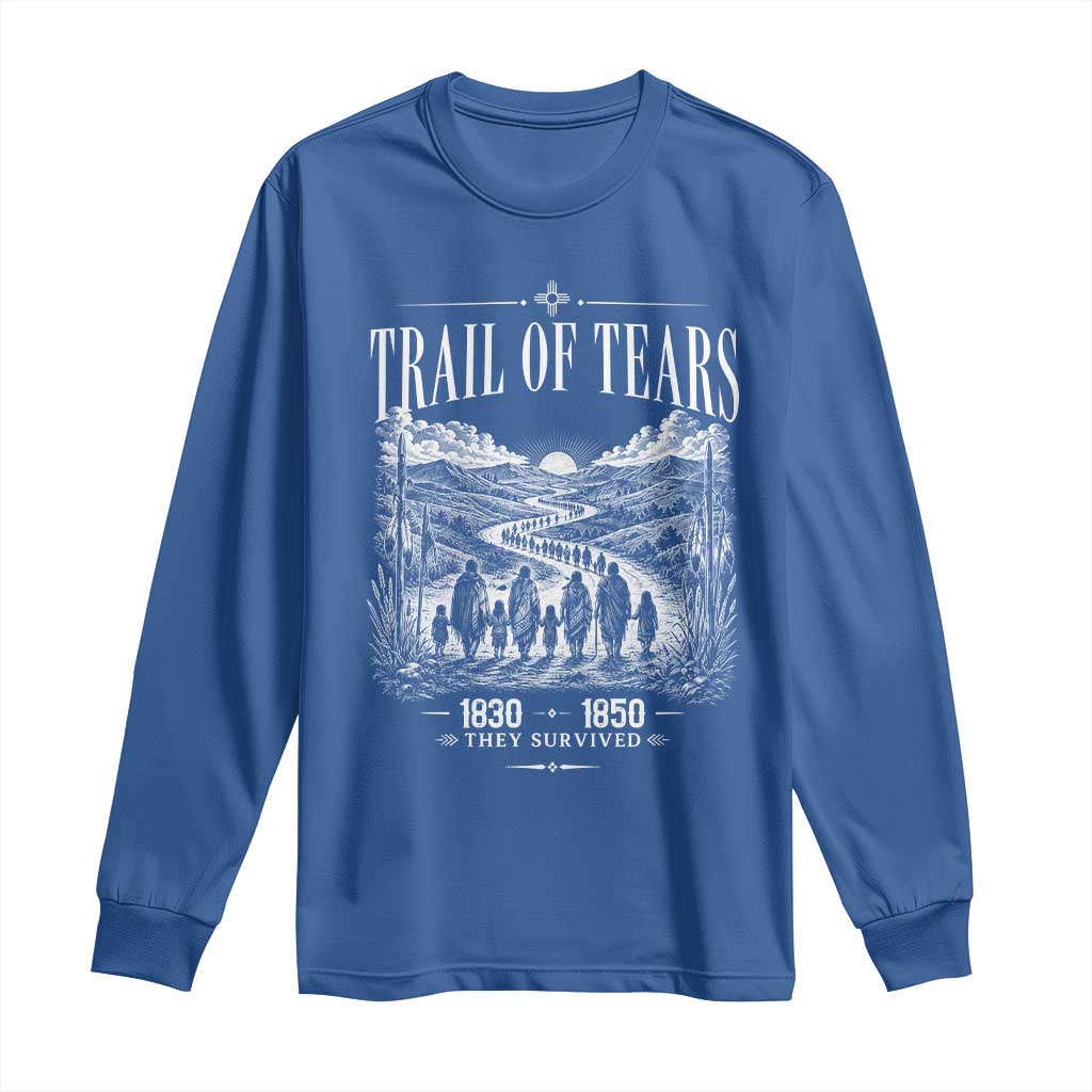 Cherokee History Native American Vintage Gift Long Sleeve Shirt They Survived Trail Of Tears