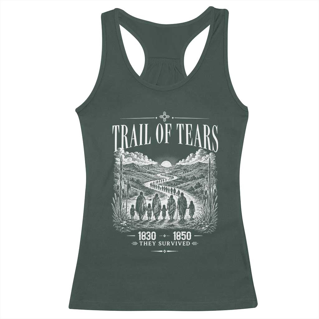 Cherokee History Native American Vintage Gift Racerback Tank Top They Survived Trail Of Tears