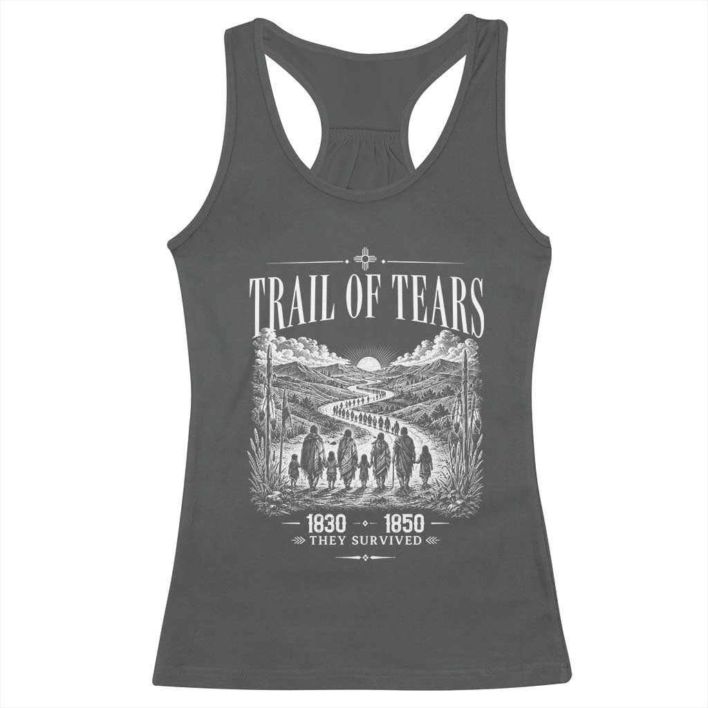 Cherokee History Native American Vintage Gift Racerback Tank Top They Survived Trail Of Tears