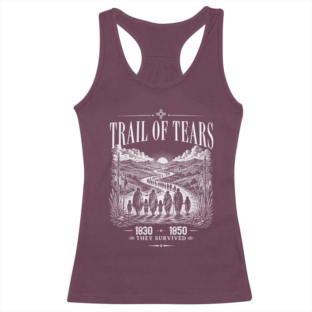 Cherokee History Native American Vintage Gift Racerback Tank Top They Survived Trail Of Tears