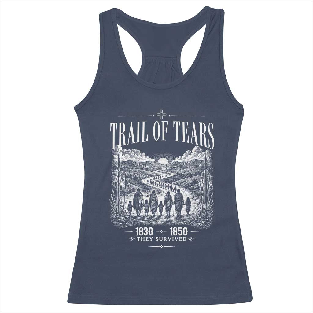 Cherokee History Native American Vintage Gift Racerback Tank Top They Survived Trail Of Tears