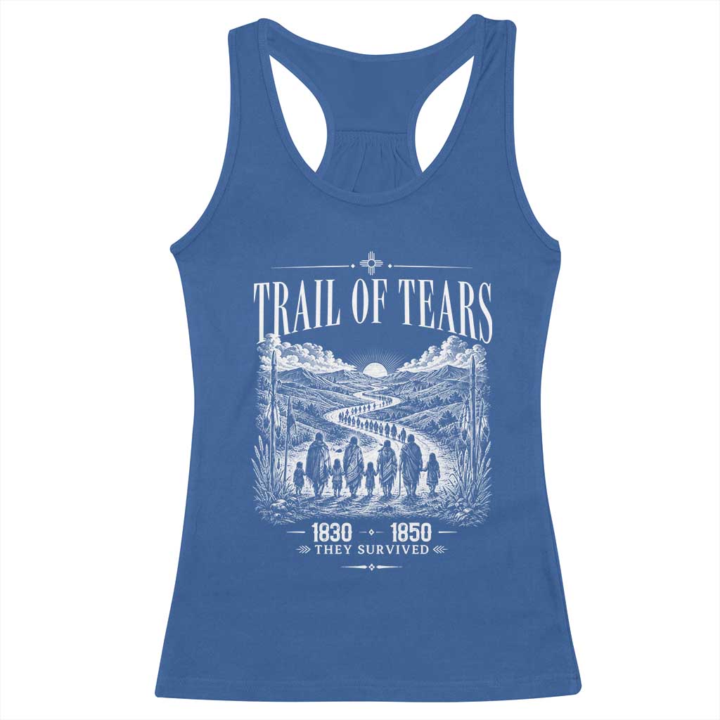 Cherokee History Native American Vintage Gift Racerback Tank Top They Survived Trail Of Tears
