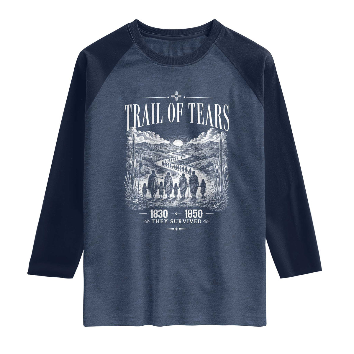 Cherokee History Native American Vintage Gift Raglan Shirt They Survived Trail Of Tears