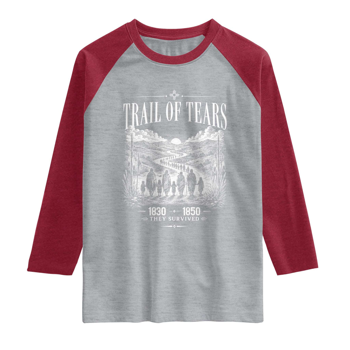 Cherokee History Native American Vintage Gift Raglan Shirt They Survived Trail Of Tears