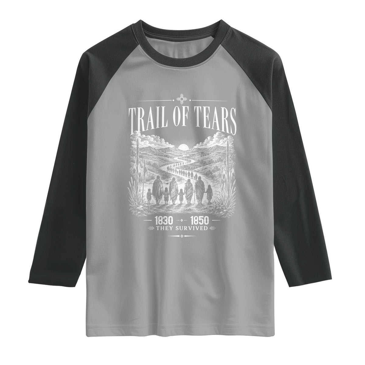 Cherokee History Native American Vintage Gift Raglan Shirt They Survived Trail Of Tears