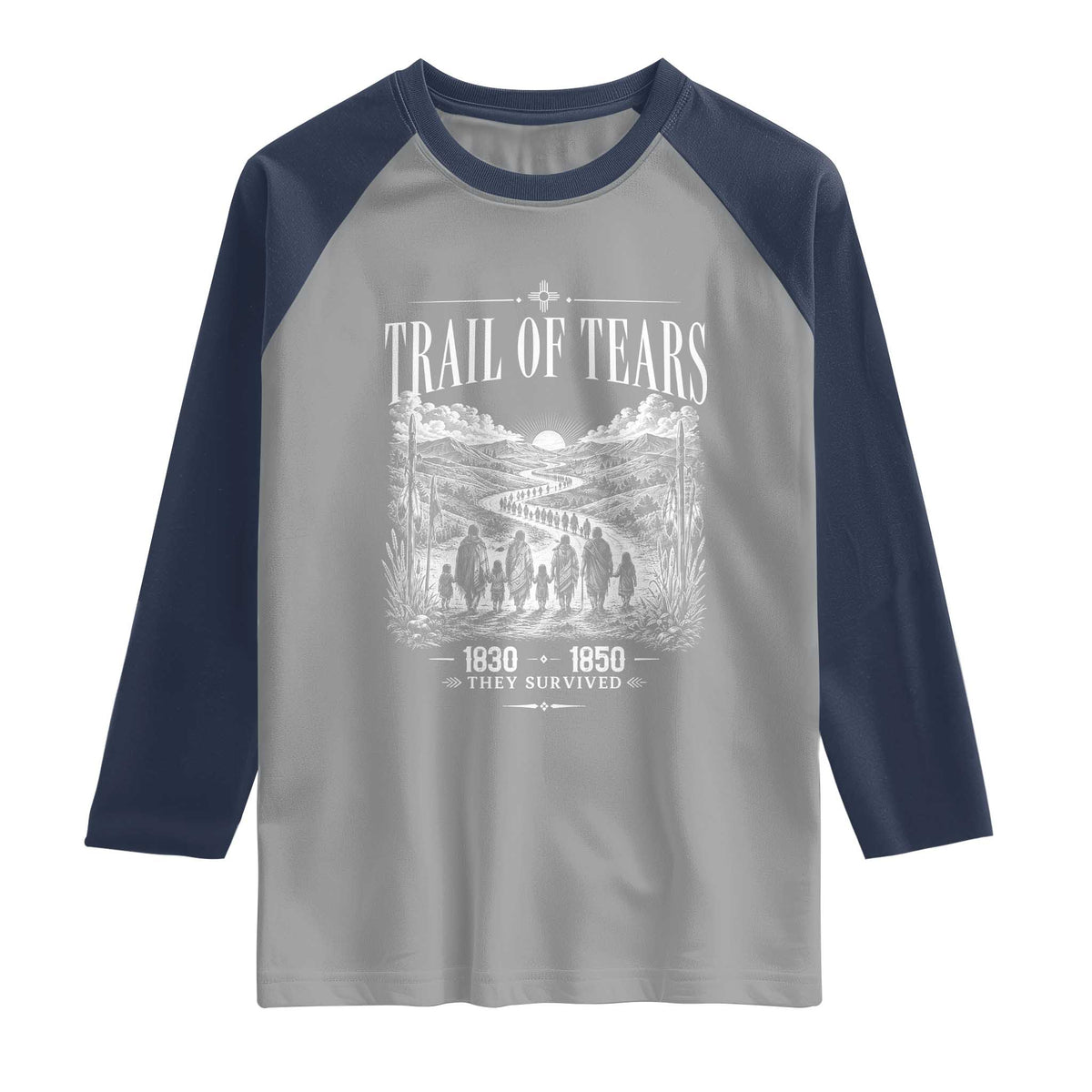 Cherokee History Native American Vintage Gift Raglan Shirt They Survived Trail Of Tears