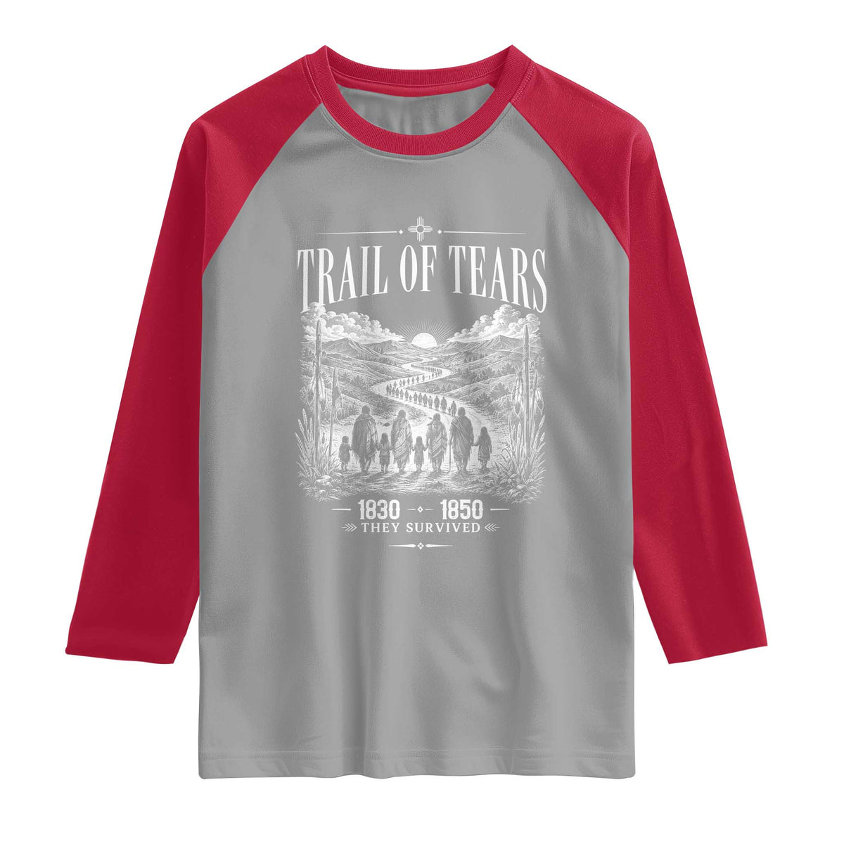 Cherokee History Native American Vintage Gift Raglan Shirt They Survived Trail Of Tears