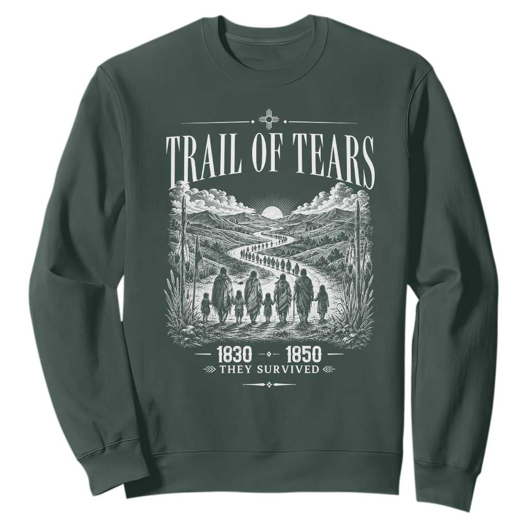 Cherokee History Native American Vintage Gift Sweatshirt They Survived Trail Of Tears