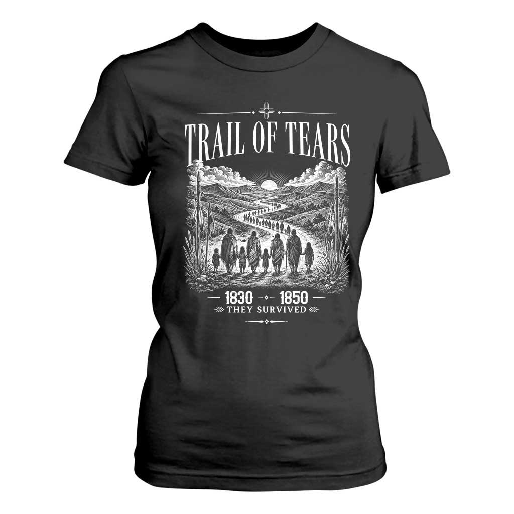 Cherokee History Native American Vintage Gift T Shirt For Women They Survived Trail Of Tears