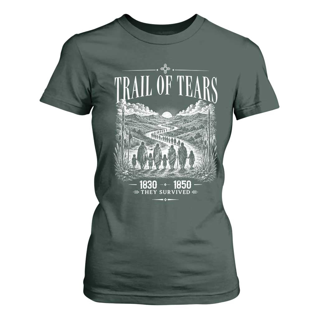Cherokee History Native American Vintage Gift T Shirt For Women They Survived Trail Of Tears