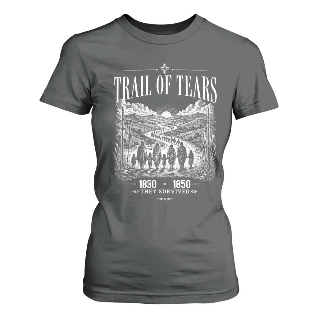 Cherokee History Native American Vintage Gift T Shirt For Women They Survived Trail Of Tears