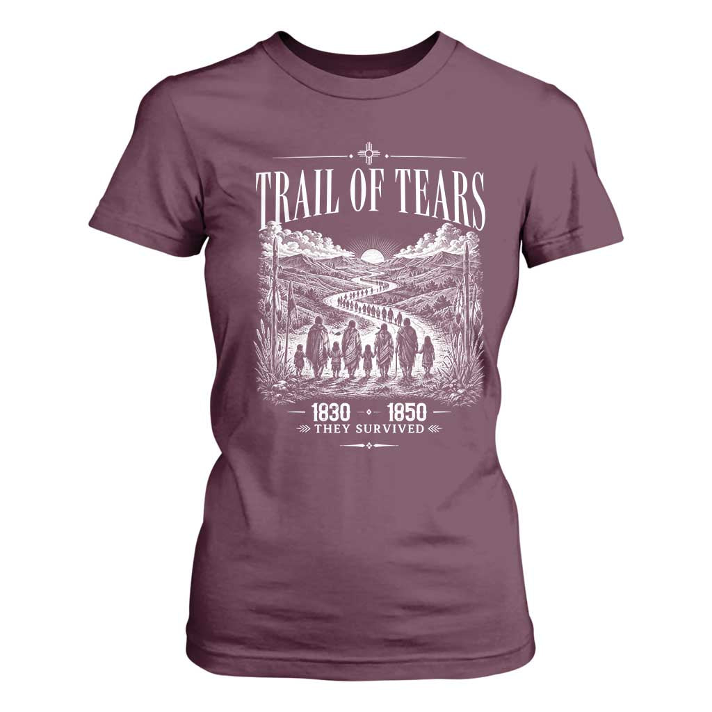 Cherokee History Native American Vintage Gift T Shirt For Women They Survived Trail Of Tears