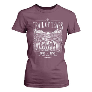 Cherokee History Native American Vintage Gift T Shirt For Women They Survived Trail Of Tears