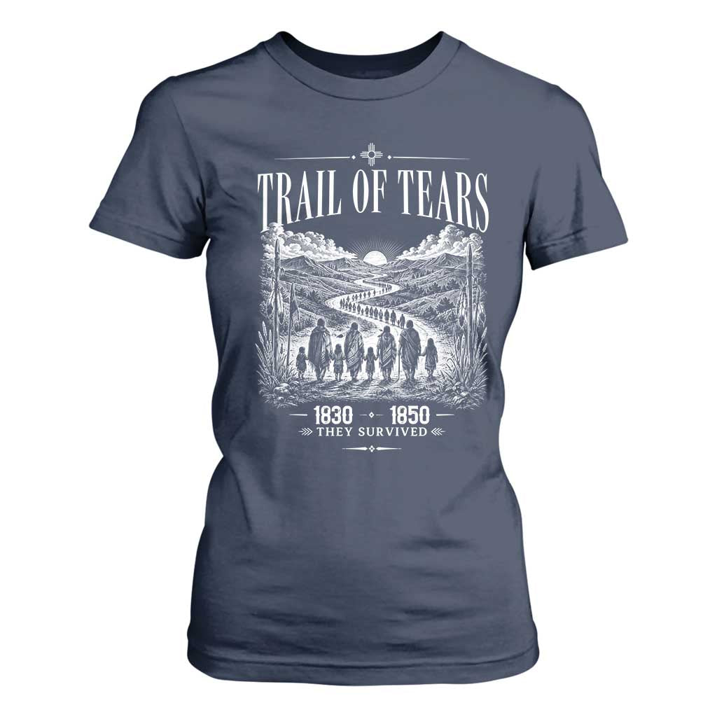 Cherokee History Native American Vintage Gift T Shirt For Women They Survived Trail Of Tears