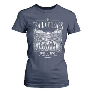 Cherokee History Native American Vintage Gift T Shirt For Women They Survived Trail Of Tears