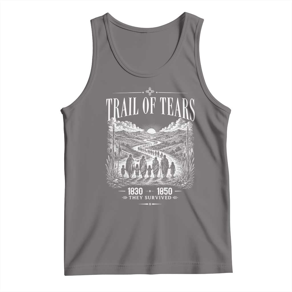 Cherokee History Native American Vintage Gift Tank Top They Survived Trail Of Tears