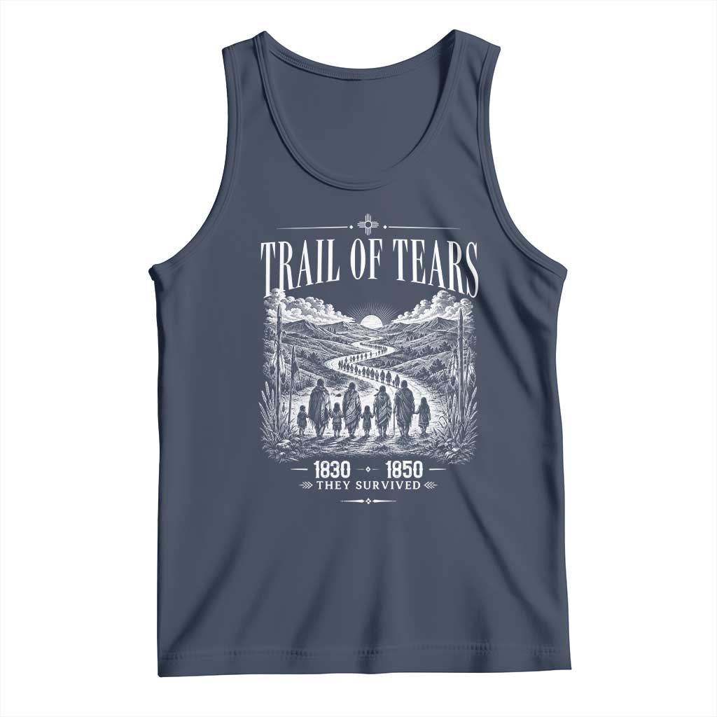 Cherokee History Native American Vintage Gift Tank Top They Survived Trail Of Tears