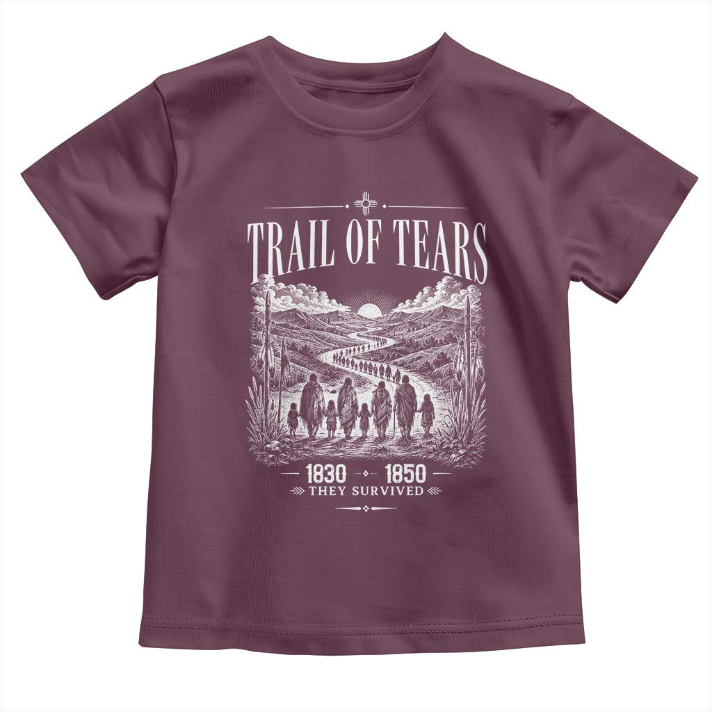 Cherokee History Native American Vintage Gift Toddler T Shirt They Survived Trail Of Tears