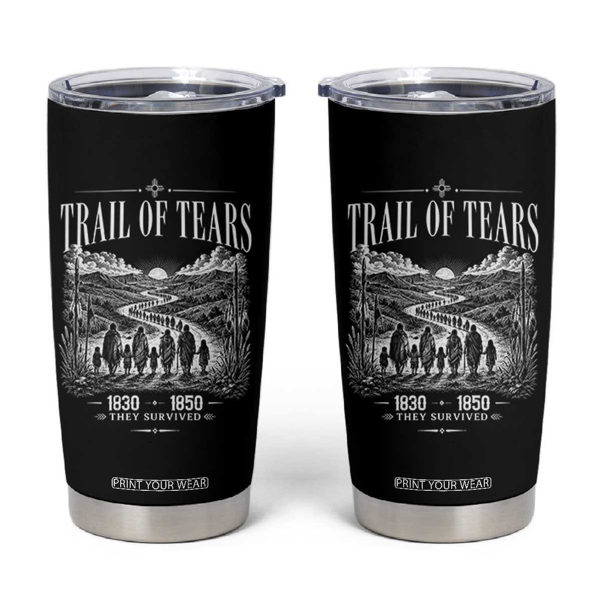 Cherokee History Native American Vintage Gift Tumbler Cup They Survived Trail Of Tears