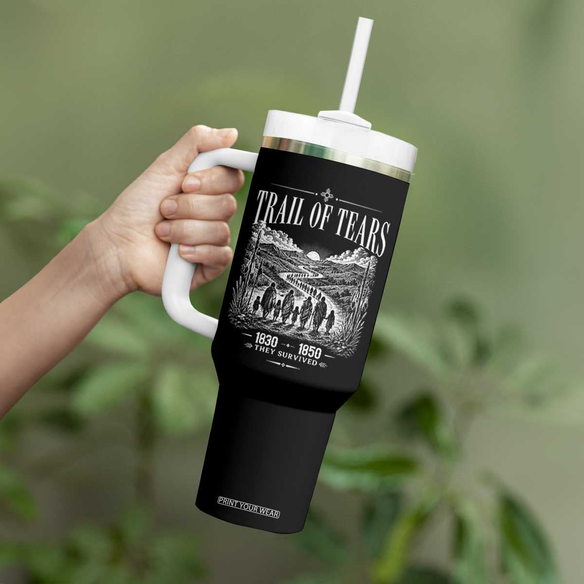 Cherokee History Native American Vintage Gift Tumbler With Handle They Survived Trail Of Tears