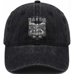 Cherokee History Native American Vintage Gift Washed Cotton Baseball Cap They Survived Trail Of Tears