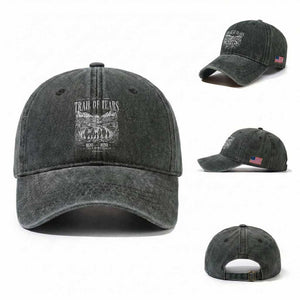 Cherokee History Native American Vintage Gift Washed Cotton Baseball Cap They Survived Trail Of Tears