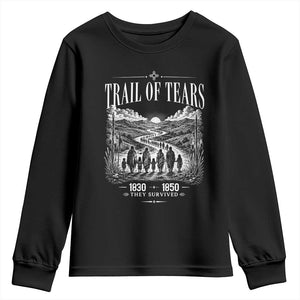 Cherokee History Native American Vintage Gift Youth Sweatshirt They Survived Trail Of Tears