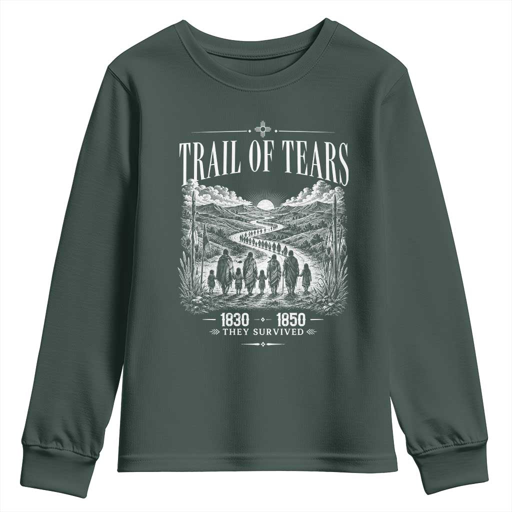 Cherokee History Native American Vintage Gift Youth Sweatshirt They Survived Trail Of Tears