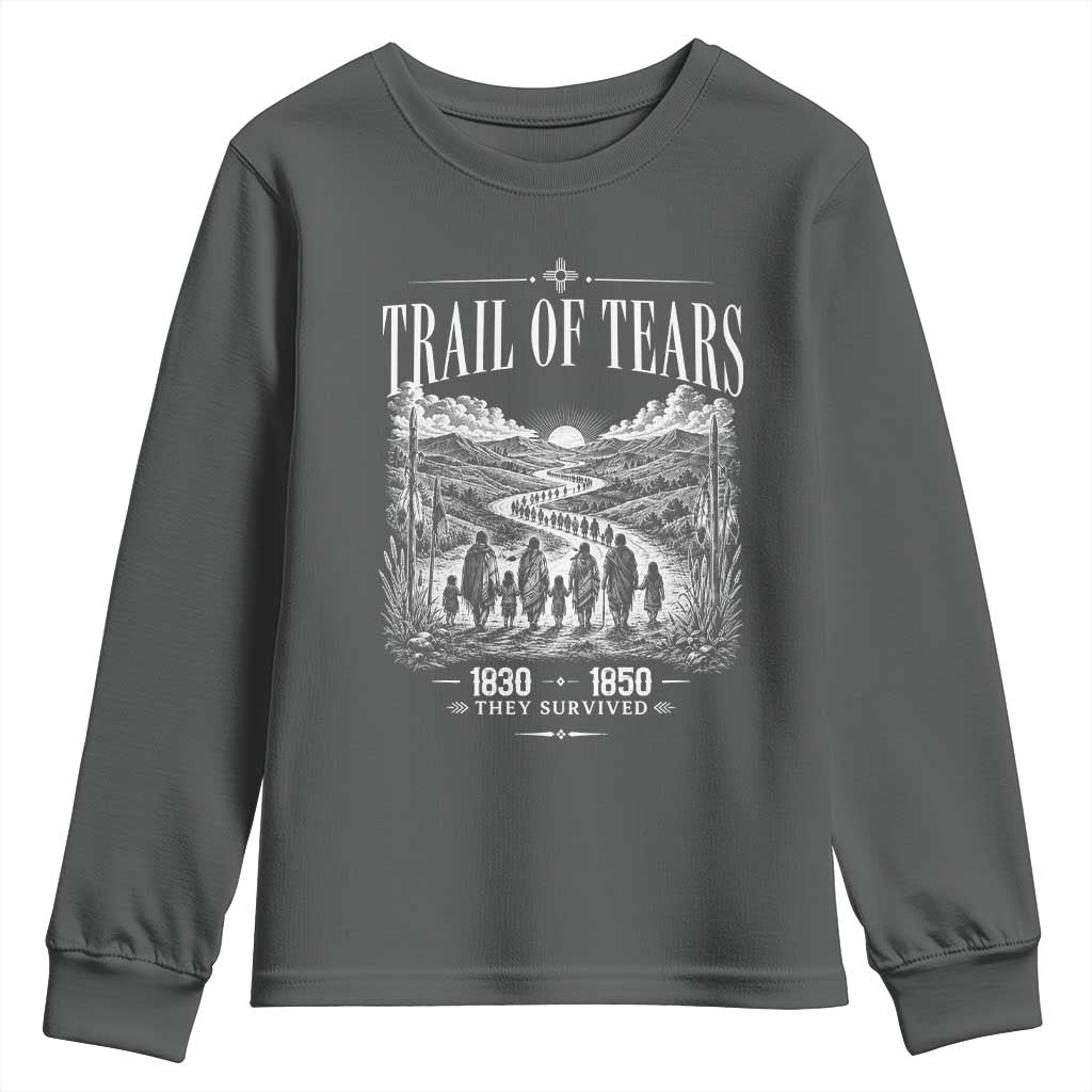 Cherokee History Native American Vintage Gift Youth Sweatshirt They Survived Trail Of Tears
