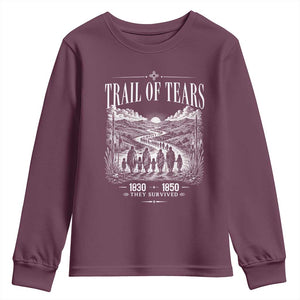 Cherokee History Native American Vintage Gift Youth Sweatshirt They Survived Trail Of Tears