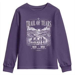 Cherokee History Native American Vintage Gift Youth Sweatshirt They Survived Trail Of Tears