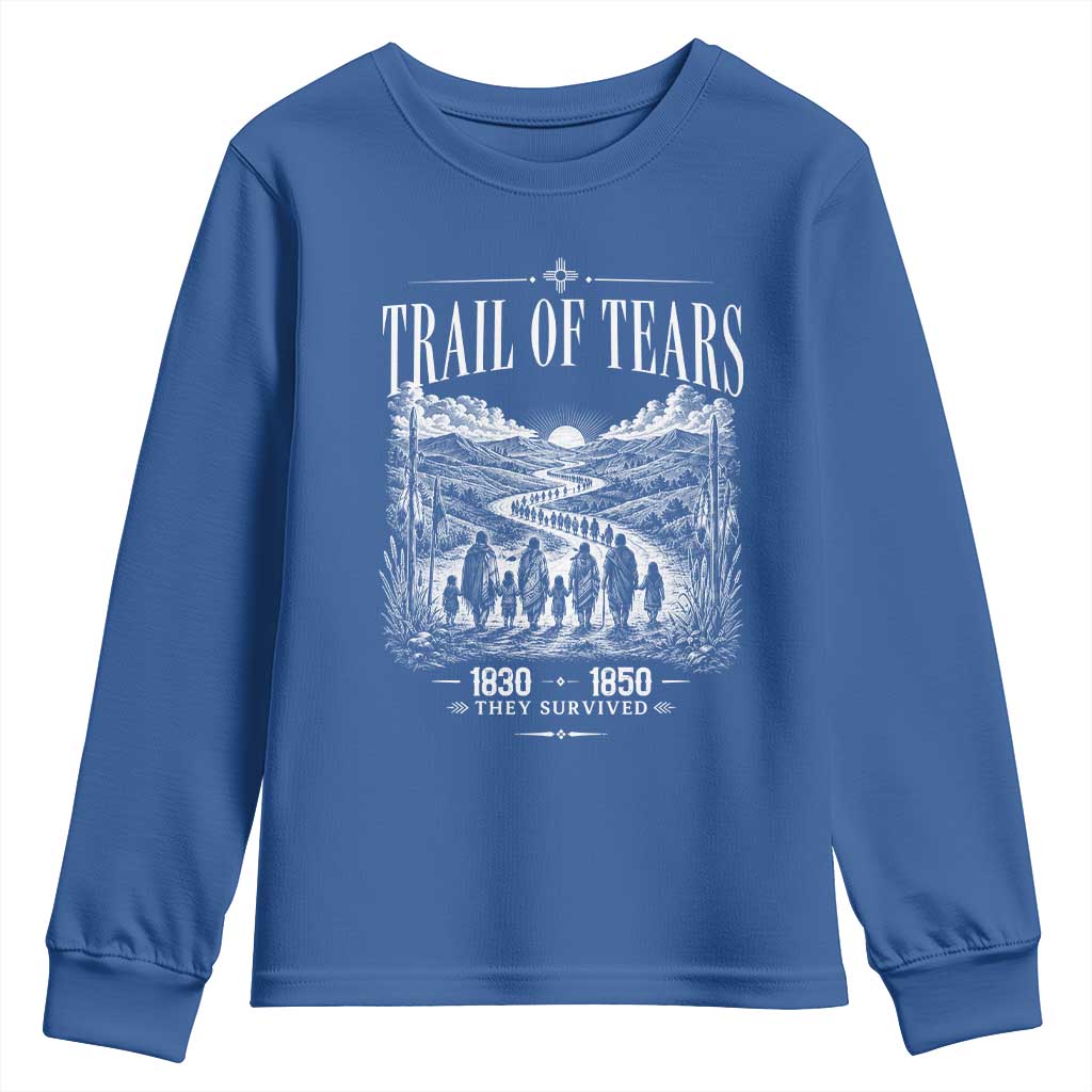 Cherokee History Native American Vintage Gift Youth Sweatshirt They Survived Trail Of Tears